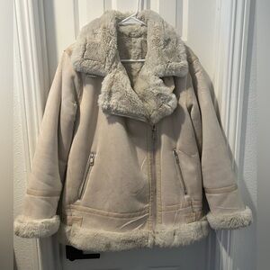 Women's Cream Shearling Jacket